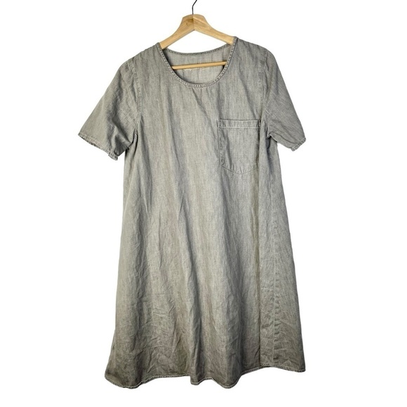 Gap 1969 Gray Denim Short Sleeve Mini T-Shirt Dress L - Picture 2 of 5